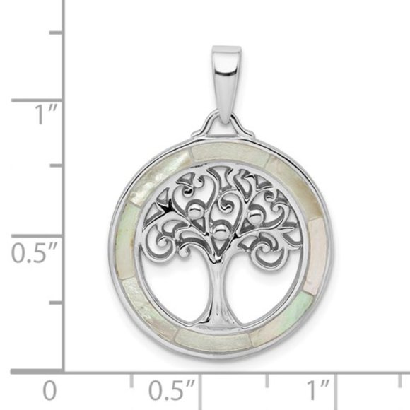 Sterling Silver White MOP Tree Of Life Pendant - Picture 2 of 4